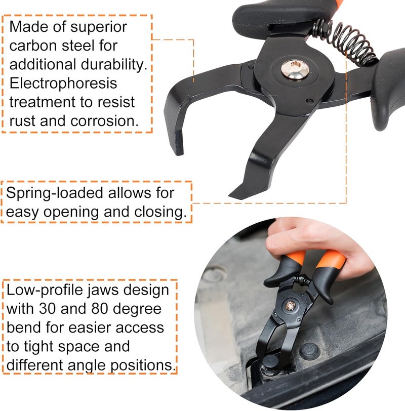 PLATATO 2 PCS Push Pin Pliers Set Auto Panel Clip and Trim Removal Tool Includes 30 Degree and 80 Degree Pliers Easily Removes Plastic Fasteners and Rivets - Image 5